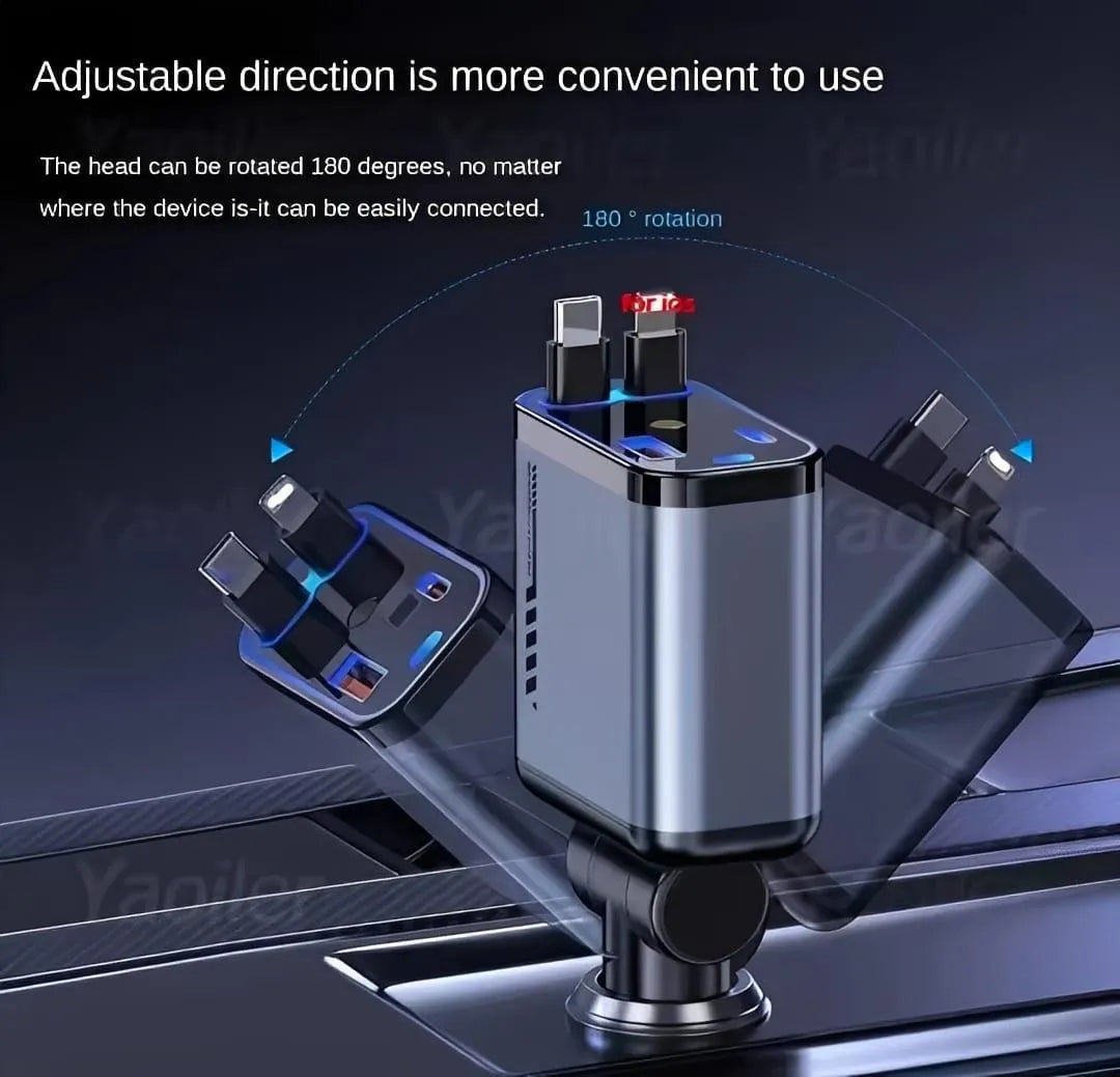 VoltDrive™ 4-in-1 Retractable Car Fast Charger