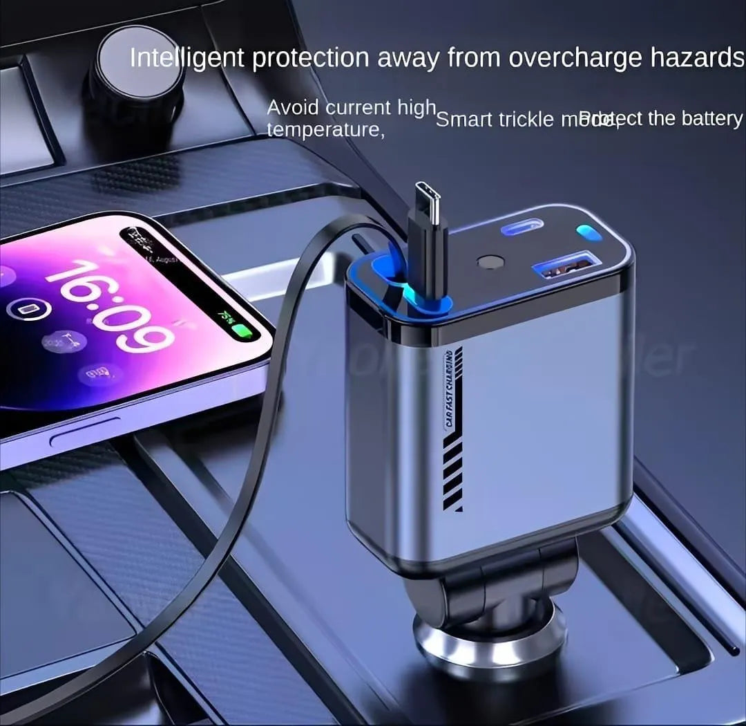 VoltDrive™ 4-in-1 Retractable Car Fast Charger