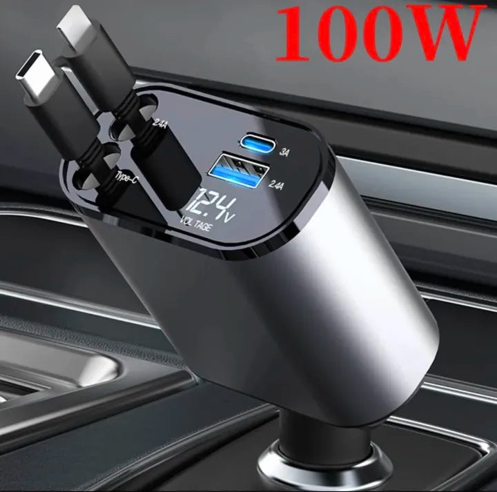 VoltDrive™ 4-in-1 Retractable Car Fast Charger
